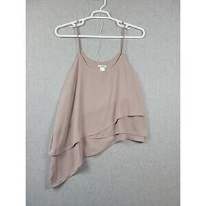 Bar lll Tan Assemetrical Hem Layered Spaghetti Strap Tank Top Women's Plus XXL